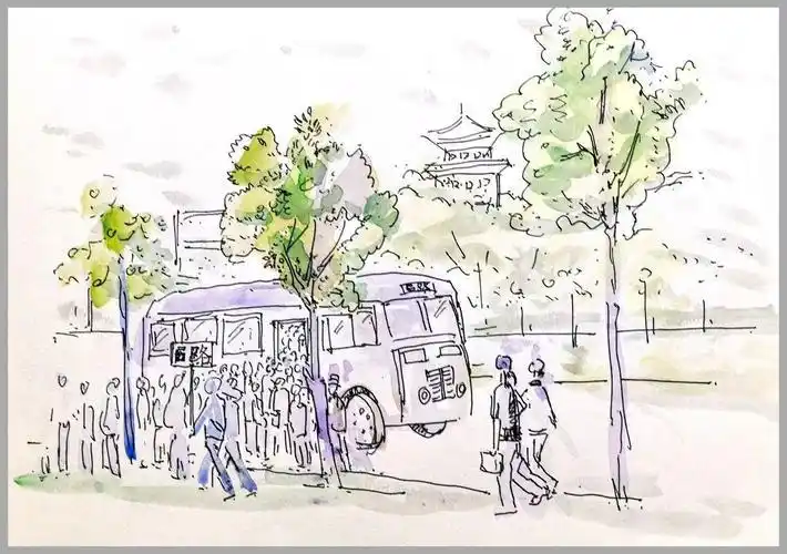 公交站简笔画 公交站简笔画站台