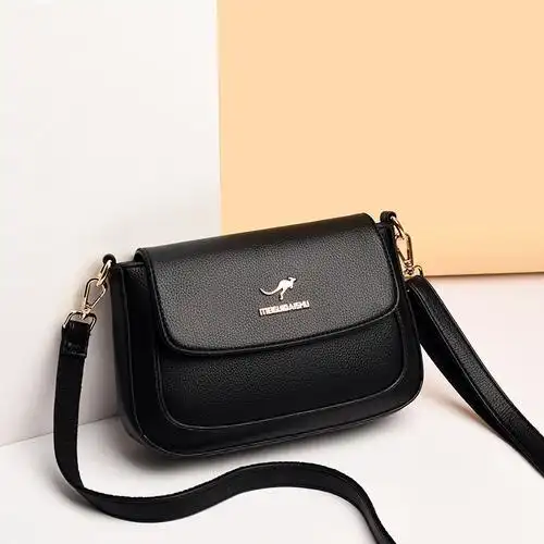 袋鼠真皮女包妈妈包包女2021新款大气单肩斜挎女士包袋