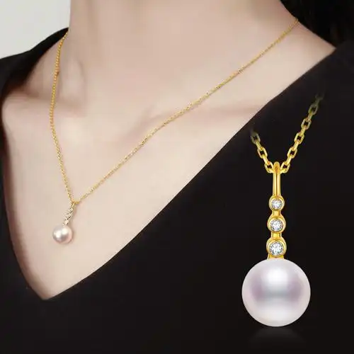 喜钻精工镶嵌89mm天然淡水珍珠吊坠参数