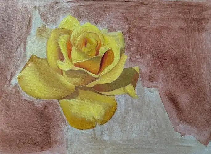 油画黄玫瑰