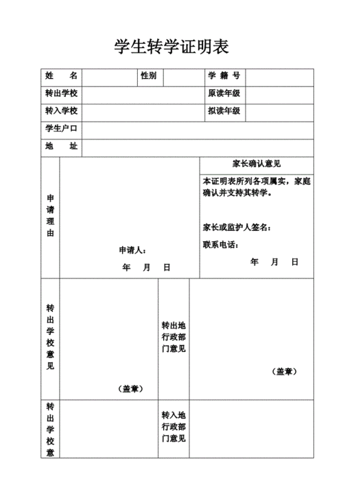 学生转学证明表.docx