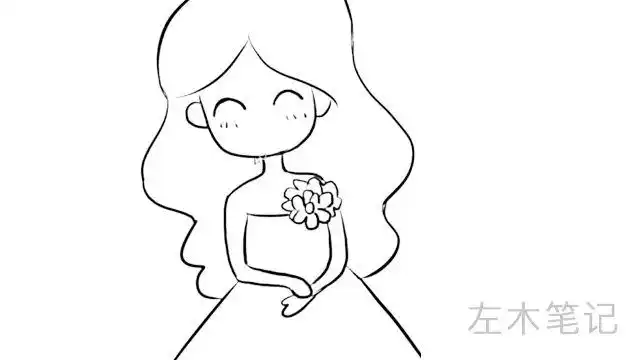 儿童绘画,简笔画之穿婚纱的美丽新娘,宝妈来和宝宝一起学