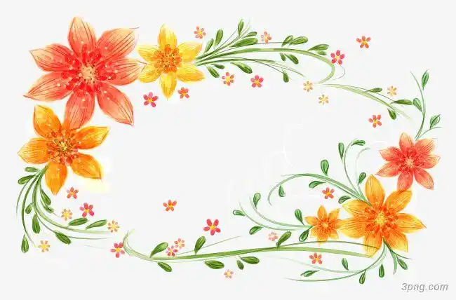 手绘水彩花纹边框装饰