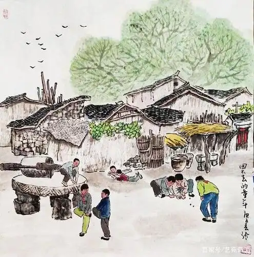 他用水墨画出童年记忆,令网友感动不已,网友:回不去了!