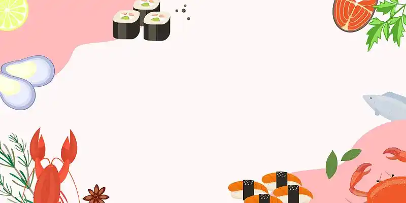 粉色小清新海鲜美食活动展板背景