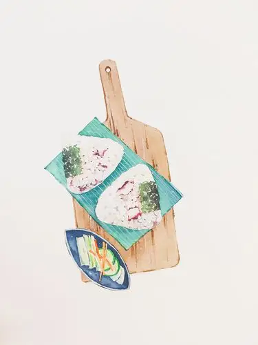 水彩日式和风美食饭团