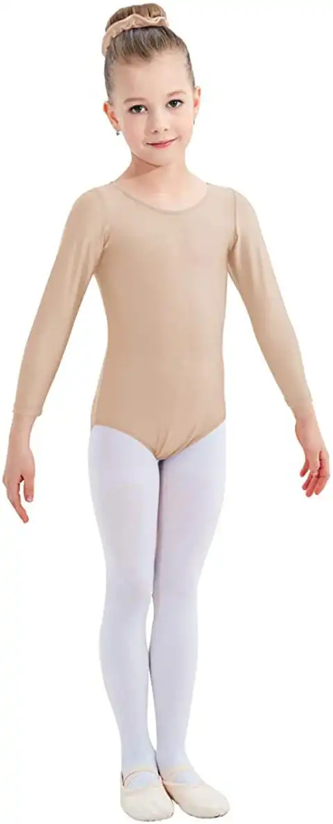 出口春秋芭蕾儿童舞蹈练功白色长袖连体服男儿童演出服