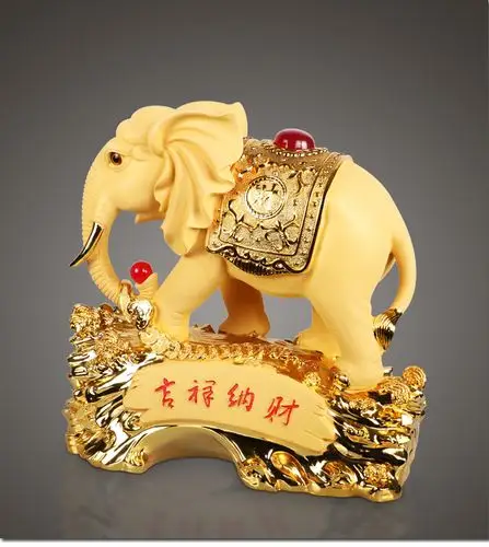 树脂工艺品招财大象摆件吉祥如意纳财沙金客厅办公室开业乔迁送礼