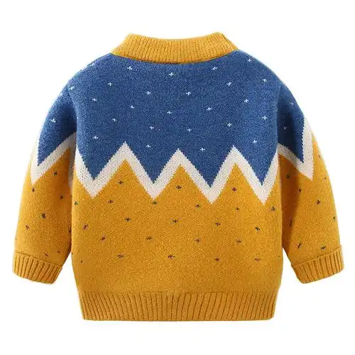 儿童加绒加厚圆领毛衣秋冬新款洋气宝宝针织毛衣