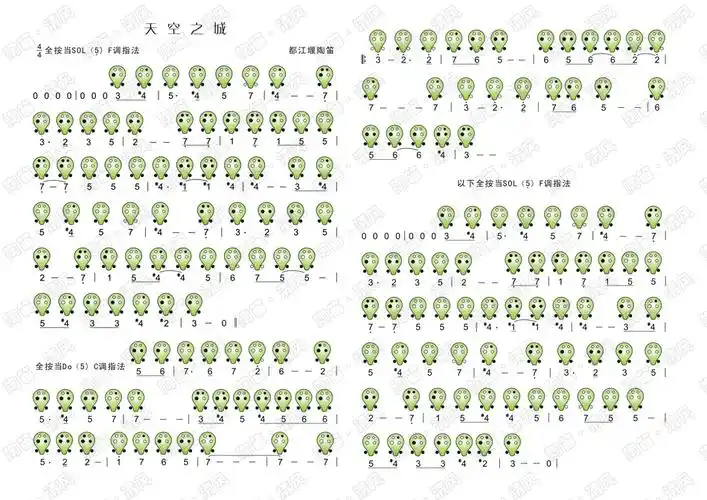 天空之城四孔陶笛曲谱