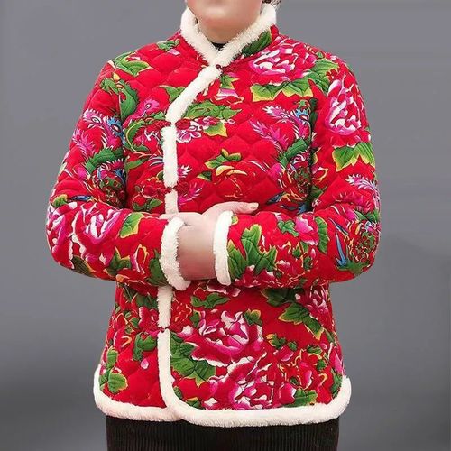 小花棉袄时尚花袄款棉衣风大花棉服仿古女装风 粉色小碎花 4xl 参考