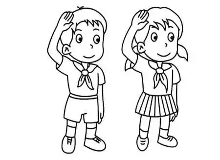 小孩敬礼简笔画 红领巾小孩敬礼简笔画