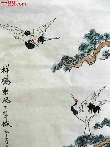 山东知名画家三尺松鹤画祥鹤乘风下翠微
