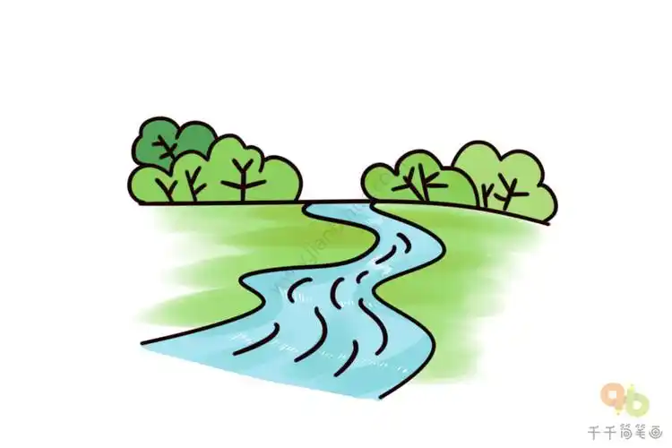 弯弯的小河简笔画