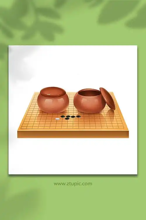 棋盘围棋棋盘棋子琴棋书画物品元素插画