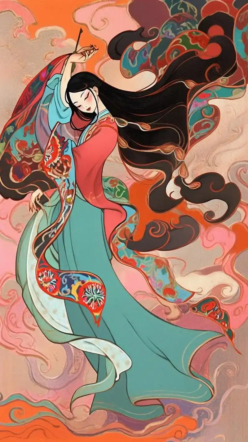 手机壁纸 #敦煌壁画飞天 #国风插画 #ai绘画 一排仙女 - 抖音