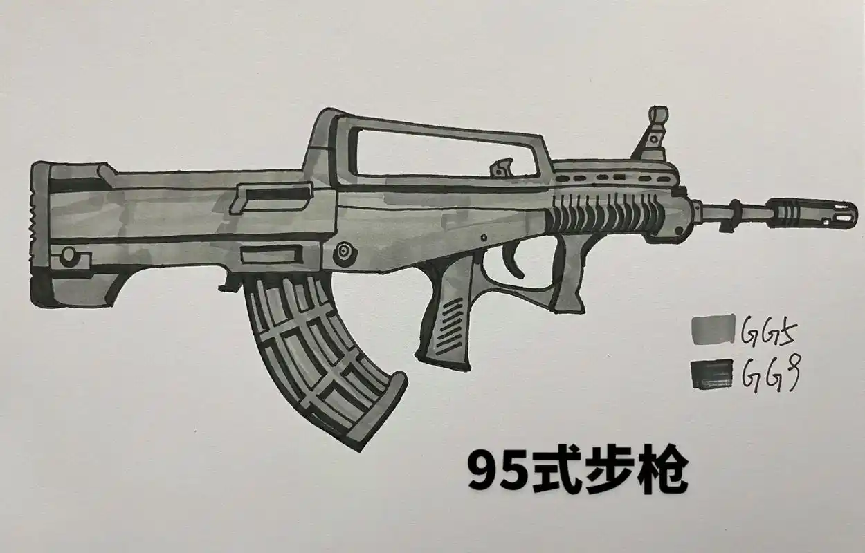95式步枪简笔画教程来了,学不会你打我!#简笔画 - 抖音