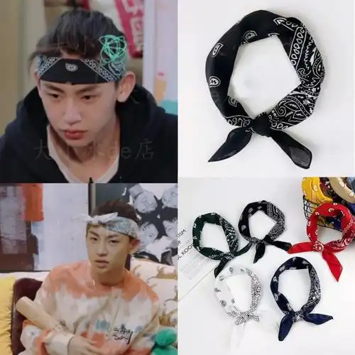 青春的花路小鬼王琳凯同款方巾发带街舞潮男士花纹嘻哈复古发箍酷