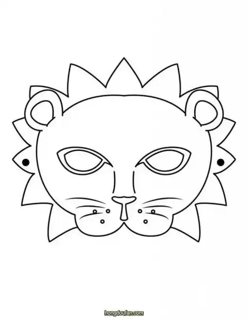 可打印的狮子面具a4打印模板图片下载-红豆饭小学生简笔画大全