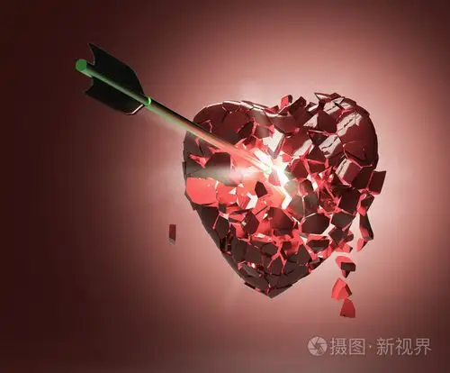 破碎的有光泽的金属心脏,箭头隔离在黑色的背部