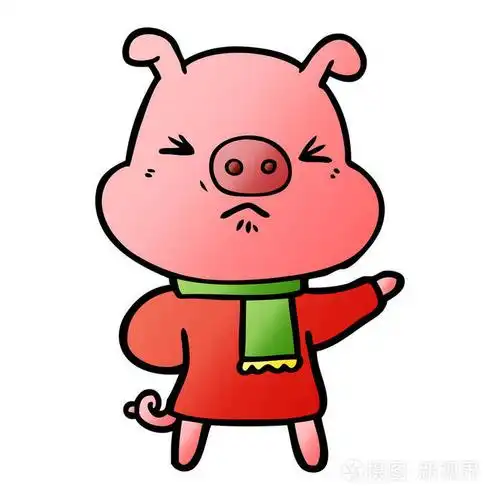 卡通愤怒猪的矢量插图