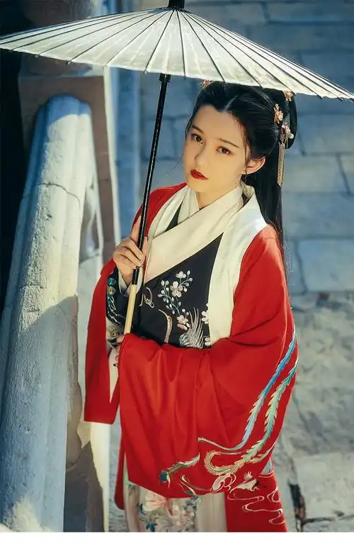 钟灵记凤来仪大袖长袄披风明制对襟汉服女配袄裙马面裙秋冬红黑色