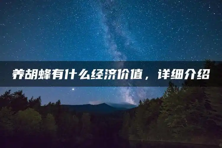 养胡蜂有什么经济价值,详细介绍