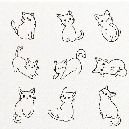 小红书简笔画小奶猫