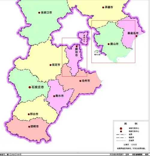 从地图上看,唐山市的面积比廊坊市面积大.再去搜了下这两个城市.