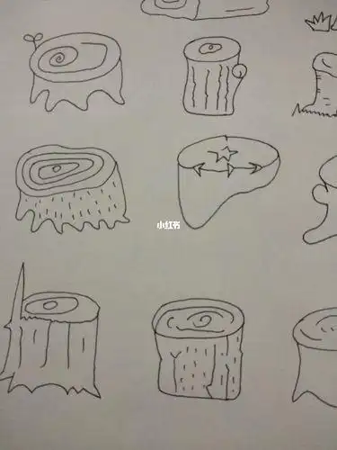 树桩简笔画植物大战僵尸火炬树桩简笔画