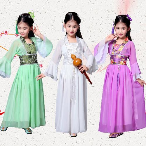 汉服贵妃服装七仙女公主裙古筝表演服古代唐装小女孩古装儿童古装