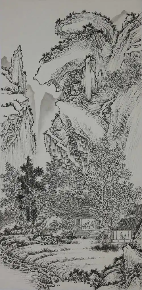 工笔山水临摹起稿不再难当代名家王军河白描稿