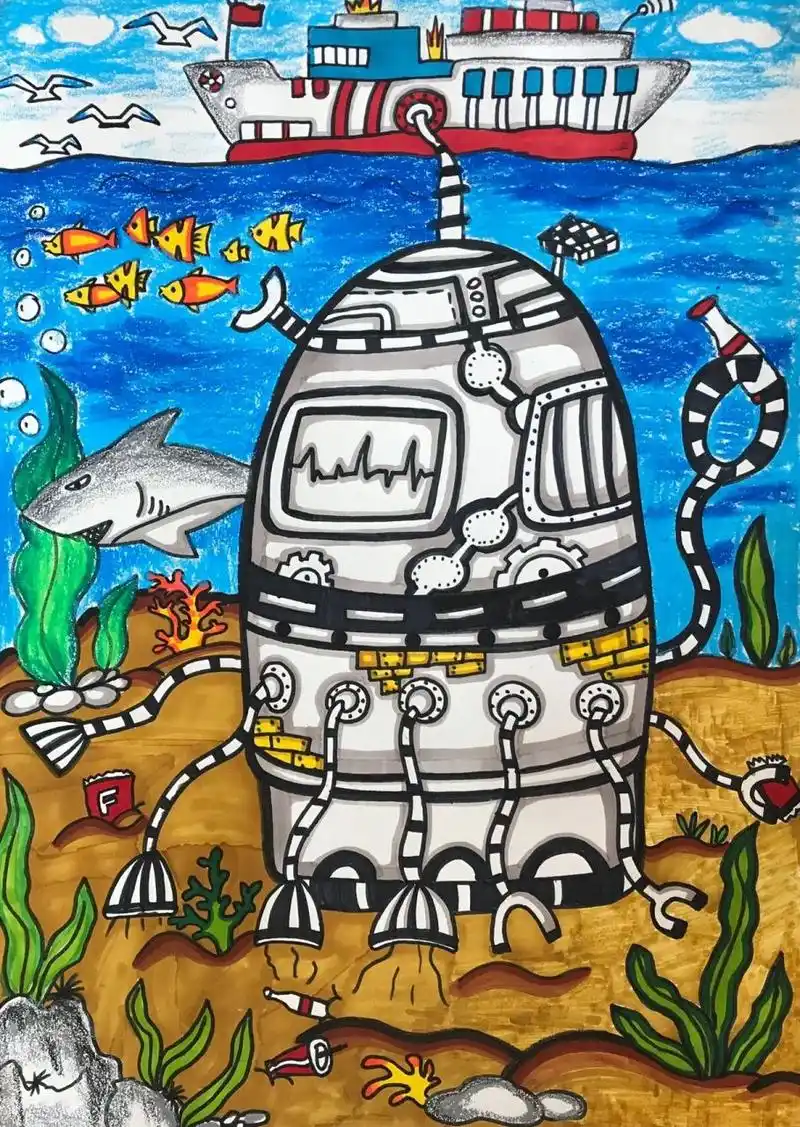 科幻画《海底垃圾转换器》