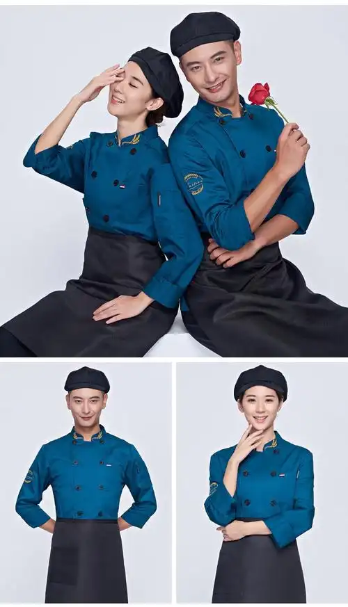 厨师工作服长袖秋冬装套装后厨工衣餐饮火锅店厨师服定制餐饮酒店厨师
