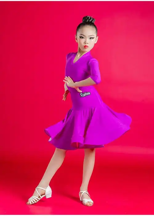 洛丽塔夏季新款儿童拉丁舞蹈服比赛服规定服大裙摆舞服女童考级服
