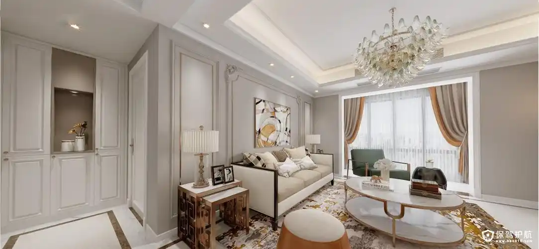 芈熊装饰 | 100㎡ 水榭春天 轻奢法式效果图-装修效果图-保驾护航装修