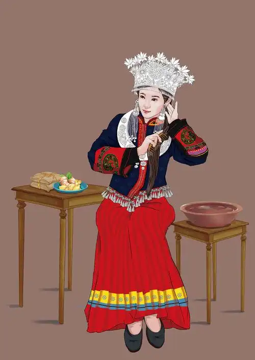 手绘苗族姑娘|插画|商业插画|仟景_design - 原创作品 - 站酷 (zcool)