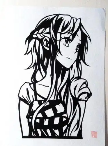 刀剑神域亚丝娜动漫剪纸刻纸动漫剪纸图案剪纸图案人物漫画 手工剪纸
