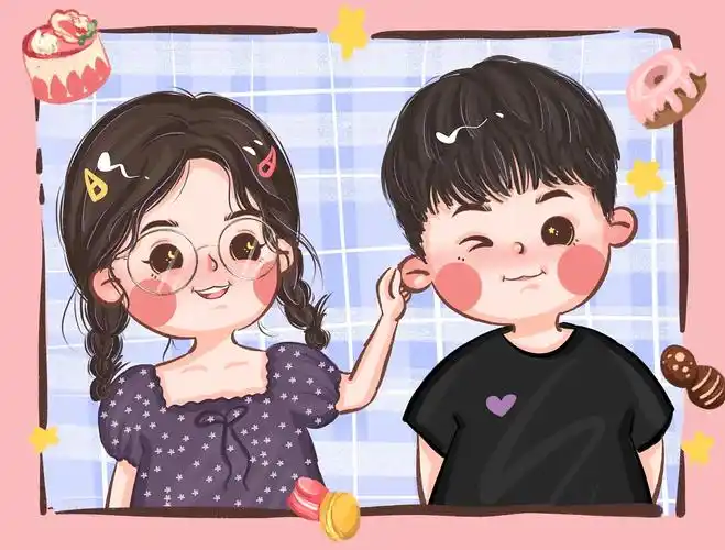 q版情侣合照 情侣头像