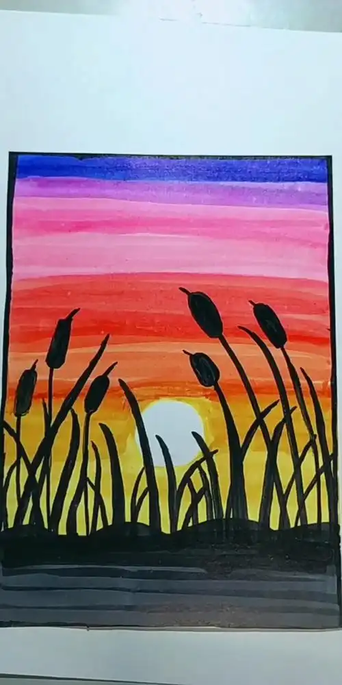 马克笔下的夕阳画怎么画呢?-度小视