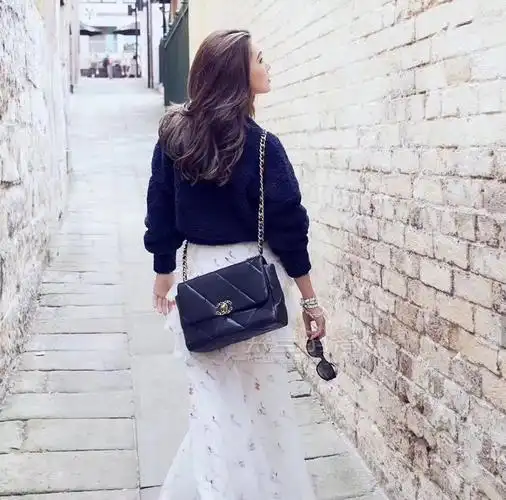 香奈儿19包chanel19bag手袋中号黑色30cm原厂进口皮女包