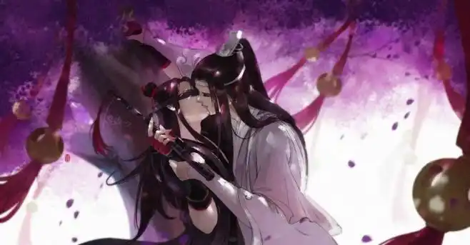 魔道祖师忘羡给忘尘如羡同人曲画的情景海报猎场树下羡羡蒙着眼被蓝二