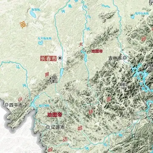 中国各省地形图-吉林省