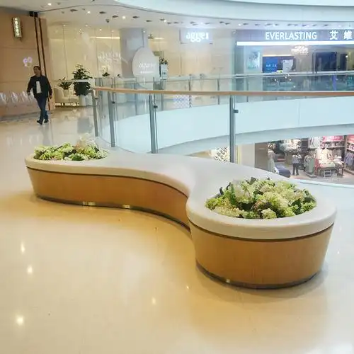 花盆休息椅长椅休闲椅等候椅创意中庭商场坐凳座椅美陈玻璃钢大型