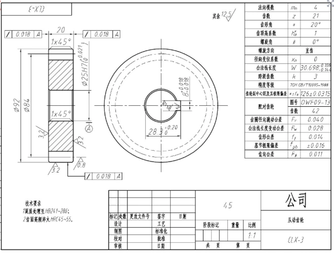 求正规的齿轮图纸 想看看都需要标注什么参数 谢谢了