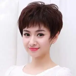 圆脸短卷发50岁遮白发自然真人发丝发型正品假发女短发中老年妈妈全