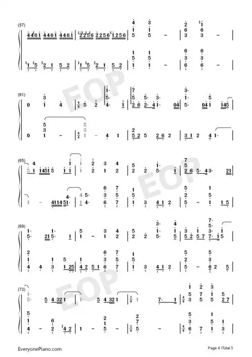 ウィアートル完美钢琴版双手简谱预览4