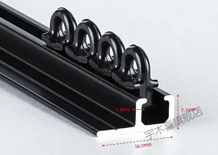 内开窗滑轮单滑道黑色顶装隐形弯轨可弯顶装 隐形轨道-哑光黑【图片