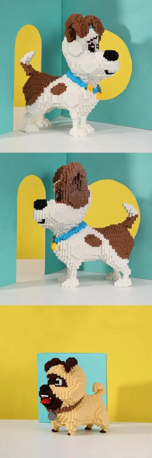 微小颗粒哈士奇宠物狗兼容乐高积木动物拼图成年人拼装玩具麦克狗