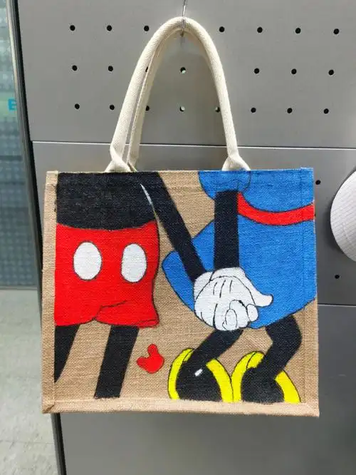 麻布袋手绘迪士尼系列之二手牵手好朋友